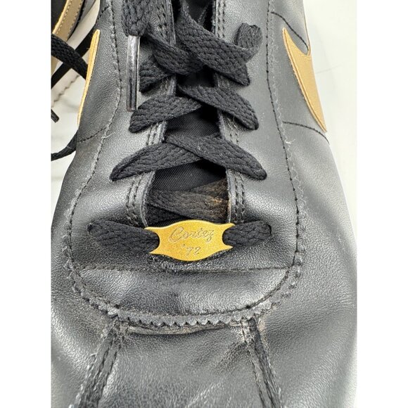 Nike Cortez 72 Black & Gold Leather Lace-Up Sneakers main image 10